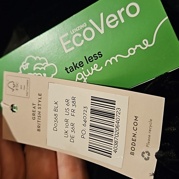 NEW! BODEN Black Velvet Long Sleeve Open Back Mini Dress 6. - Picture 4 of 8